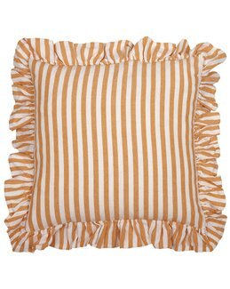 Kuddfodral Svea randigt med volang 1-pack Orange - Fondaco