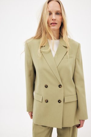 NA-KD Double Breasted Oversized Blazer - Skræddersyet blazer - Grøn - EU 36