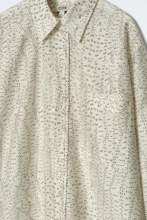 COS Women's Printed Fluid Shirt in White