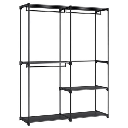 Tøjstativ med 2 tøjstativer og justerbare hylder - Grå