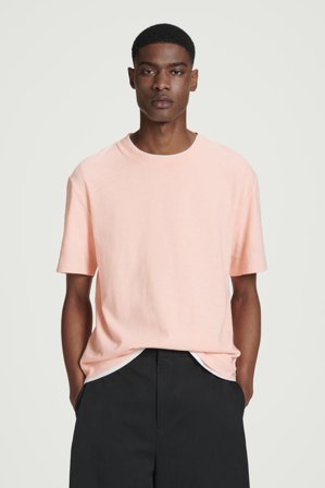 COS Men's Relaxed Slubbed Cotton-Linen T-Shirt in Orange