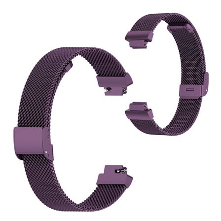 Fitbit Ace 2 / Inspire HR milanese stainless steel watch band - Dark Purple / Size: L