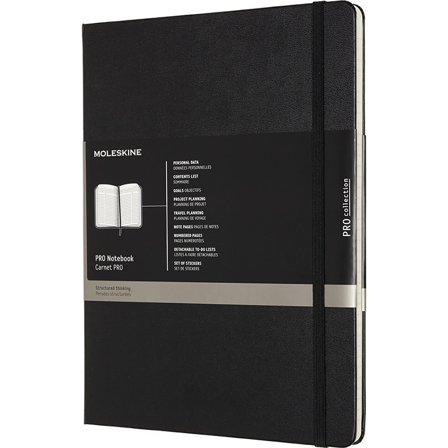 Moleskine Pro Hard Cover Notebook XL Black Viivallinen