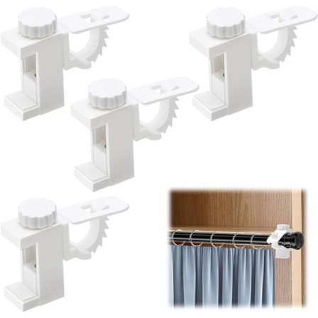 Gardinhållare Klämfäste, Gardinhållare Klämfäste, Justerbar Tvärstång Gardinstång Handduk Förvaringskrok för Organizer Vardagsrum Kontor