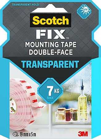 SCOTCH MONTERINGSTAPE TRANSPARENT 19MMX5M INNE 7KG