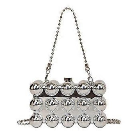 Dame Aften Taske Boble Akryl Clutch Håndtaske Kæde Skuldertaske Crossbody Taske Aften Clutch Taske med Top Håndtag Sølv Silver B