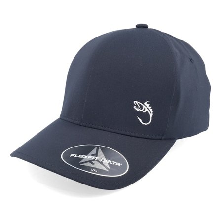 Skillfish - Schwarz flexfit Cap - White Fish Hook Logo Delta Fit Black Flexfit @ Hatstore