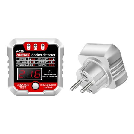 Bærbar nøytral strømførende jordledningstestkrets polaritetsdetektorer veggplugg brytere finner elektrisk lekkasjetest