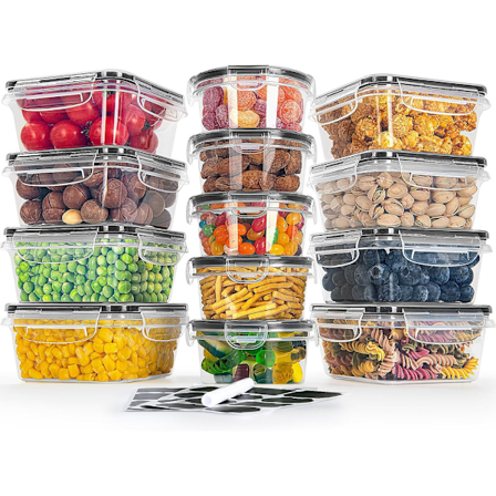 Förvaringsburkar för mat med lock, kopparburkar, set med 13 frysburkar,