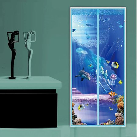 Magneettinen hyttysverkko oveen - Verkkoverho (90 x 210 cm, sininen 2)