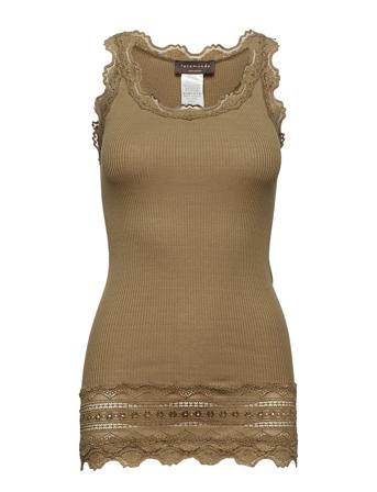 Silk Top W/ Lace T-shirts & Tops Sleeveless Beige Rosemunde*Betinget Tilbud