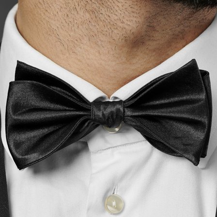Papion self-tie Basic negru lucios pentru bărbați - Papioane self-tie