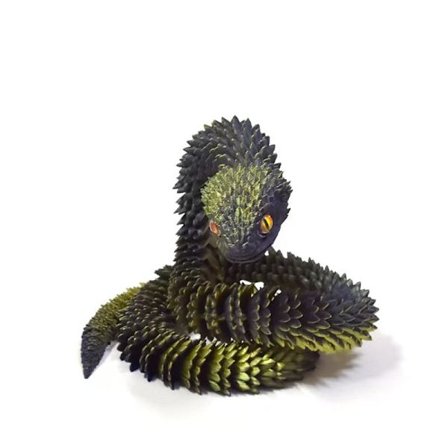 3D-printet slange, 45 cm, fleksibel slange fidget leke, realistisk slangeleke, falsk 3D-printet plastslange slangemodell, kontor, dekorasjoner