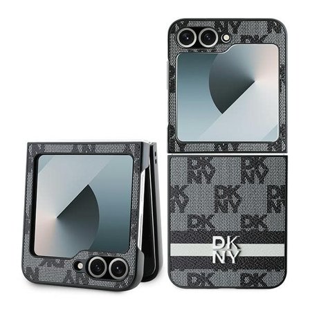 DKNY Checkered Pattern painettu raidat tapauksessa Samsung Galaxy Z Flip 6 - musta