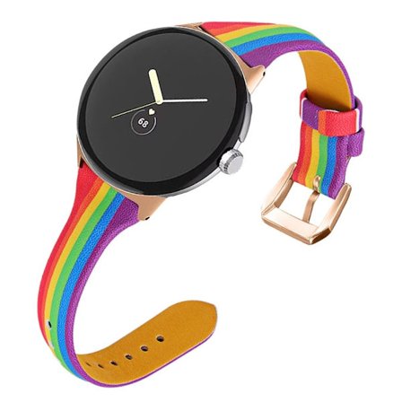 Google Pixel Watch Aito nahkainen kellonhihna - Sateenkaari