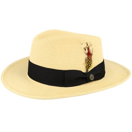 Jaxon & James - Beige straw Kapelusz - Summer C-crown Fedora Natural Straw Hat @ Hatstore