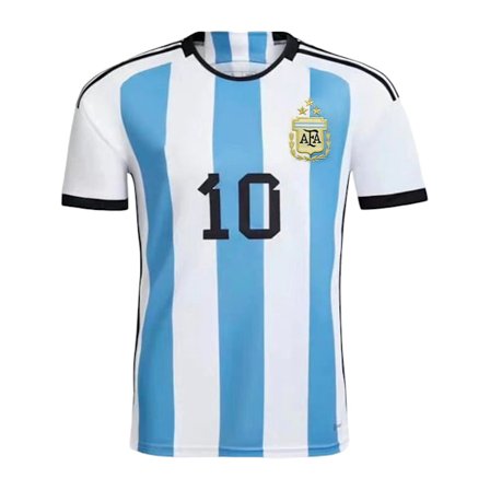 Fodboldtrøje nr. 10 Crew Neck Top Korte Ærmer Sportsbeklædning Bomulsblanding Argentina Hjemmefodboldhold Sports T-shirt Mænd