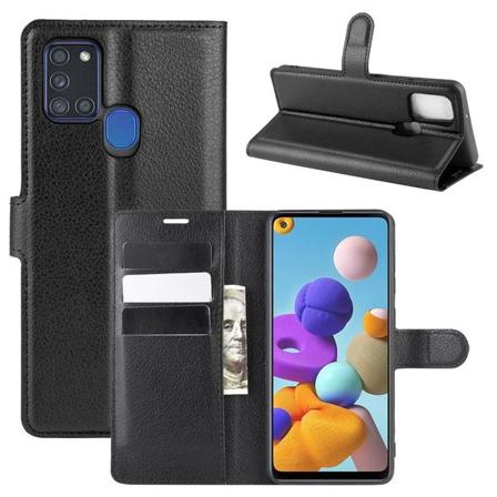Samsung Galaxy A21s - Litchi Plånboksfodral - Svart Black Svart