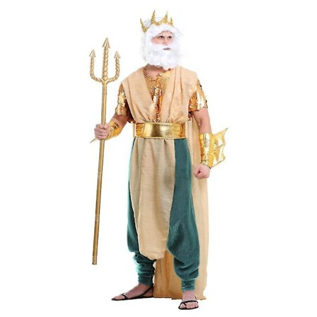 Karneval 2024 Neptun Havfrue Kostyme Menn Sexy Poseidon Kostyme Halloween Purim Karneval Mardi Gras Antrekk-WELLNGS Poseidon Kostyme-XS8-