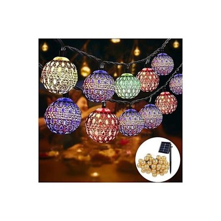 Marokkolaiset aurinkokennovalot ulkokäyttöön, 5M 20 LED-valosarjaa, 8 tilaa vedenpitävä valaistus puutarhaan, patiolle, nurmikolle, kotiin, 