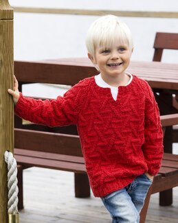 Strikkeopskrift Børnesweater med mønster - Järbo