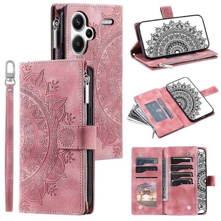 Xiaomi Redmi Note 13 Pro+ 5G Nahkakotelo Mandala-kuvioinen lompakkopuhelinkotelo