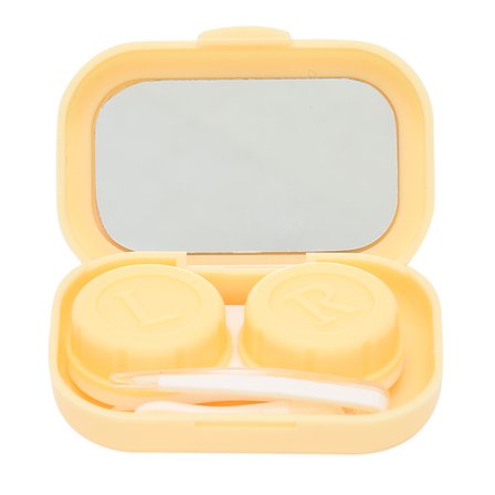 Kontaktlinsfodral Söt bärbar kontaktlinsbehållarehållare Box Soak Storage KitYellow