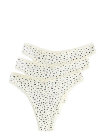 Lindex Brief Thong Low Cotton Pointel - White - XL