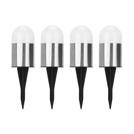 4 stk. solcelledrevne havebelysning, vandtætte solcelle-stilys, udendørs solcelle-pælelys, landskabsbelysning til gårdhave, plæne, sti, gangsti, 