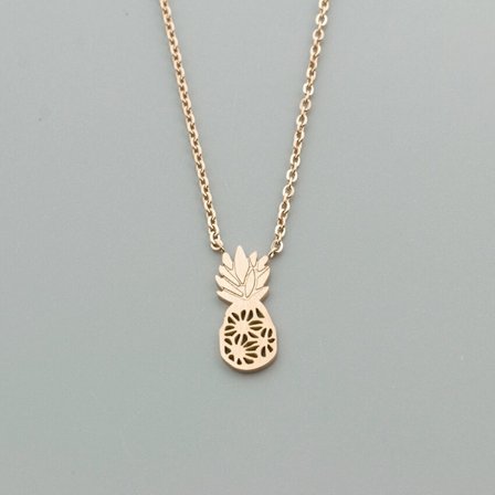 Läckert litet ananashalsband Tropiska smycken Rostfritt stål Sommar Bijoux Femme Frukthänge Halsband för kvinnor Strand