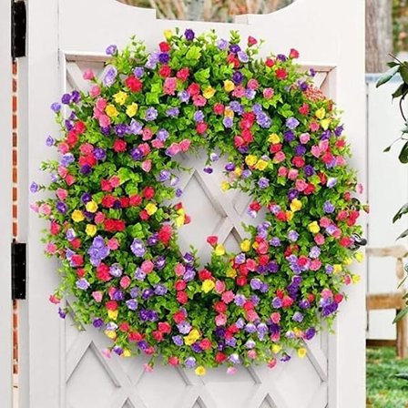 Forårsdekorationer til hoveddøren Forårsdekoration Sommer 12 tommer Eucalyptusdekorationer Farverige dekorationer til alle årstider Velkomstdekoration