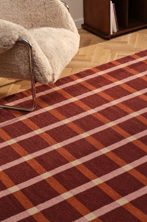 Jotex - Vendbart Ullteppe Bomull/Ull/Bomull/Ull Vinrød/rosa MARE - Kjøp Ulltepper hos Jotex