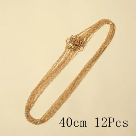 5-12st/lot Rostfritt stål Koppar Guld Silver Färg 40 45cm Platt kors O-kedjor För kvinnor Enkelt halsband Smycken Copper 12Pcs(.103)