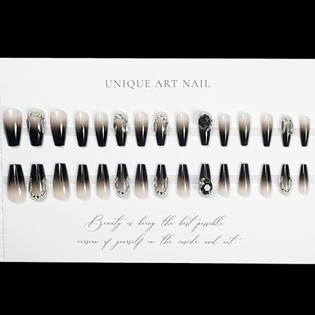 Nightfall Twilight Långa Nagelplåster - Elegant Svart ABS