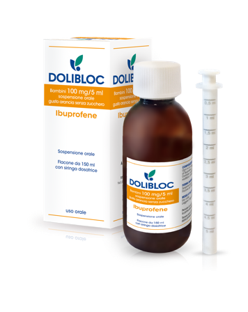 Dolibloc Bambini 100 Mg/5ml Sospensione Orale Gusto Arancia Senza