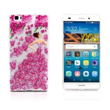 Westergaard Huawei Ascend P8 Lite Cover - Kvinde Med Sommerfugle Kjole Pink