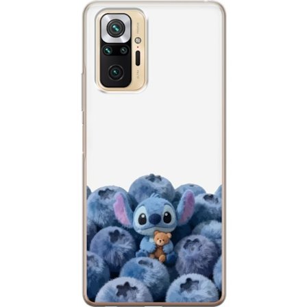 Kompatibel Mobilcover til Xiaomi Xiaomi Redmi Note 10 Pro Sød blå karakter blandt blåbær med bamse i blød og legende illustration
