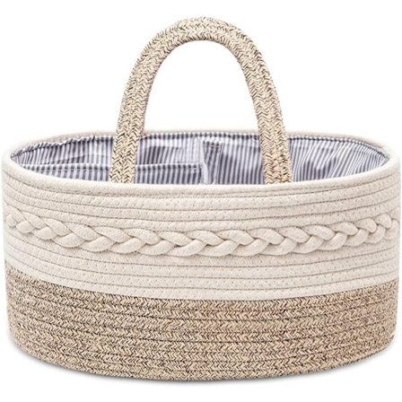 Oppbevaringskurv, Oppbevaringskurver for barnerom, Bleieboks-organisator for baby, Bærbar bleieboks laget av vevd bomull, Oppbevaring for barnerommet,