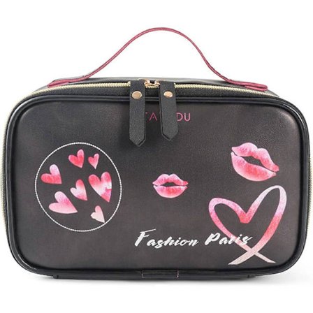Rejse-makeup tasker med børsterum Hængende toilettaske til fitnesscenter, ferie og husholdning Stilfuld vandtæt makeup taske med håndtag Heart