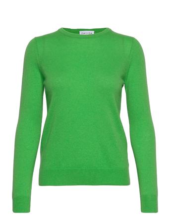 Basic O-Neck Sweater Pullover Striktrøje Grøn Davida Cashmere