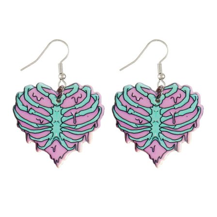 Y2K Hjerte Kranie Hånd Øreringe Overdrevne Øreringe Halloween Akryl Dråbe Øreringe Statement Smykker til Kvinder Piger