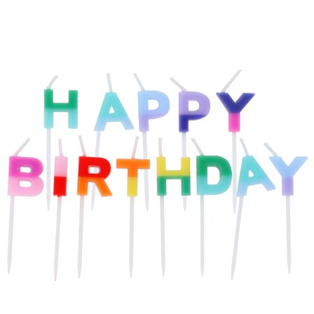 Kirjainkynttilät Happy Birthday Stripetastic