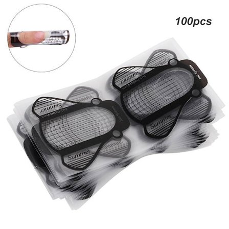 100 stk. Bi-formet negleforlængelsespapirbakke Akryl neglekunst tips guideform Manicure skønhedsværktøjer til finger