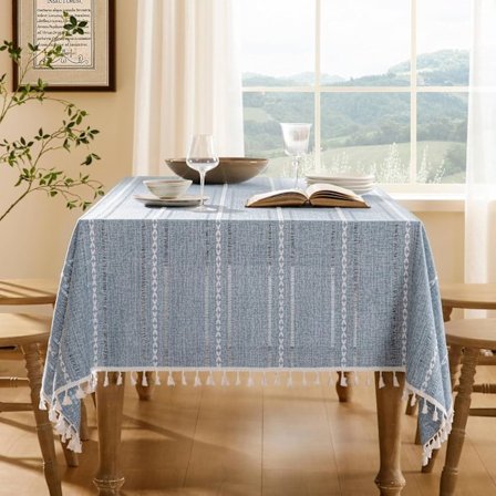 Bordduk 60x60 cm blå, stripet jacquard-utskjæring, rynkebestandig vaskbar rektangulær bordduk