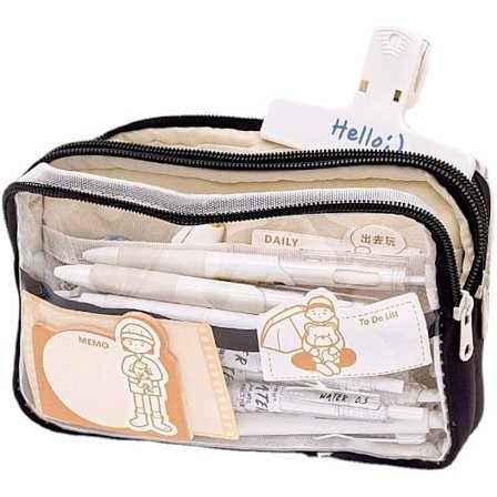 Kawaii Penalhus i net, æstetisk transparent skolemateriale, sødt penalhus, stor kapacitet, tilbage til skolen-materiale