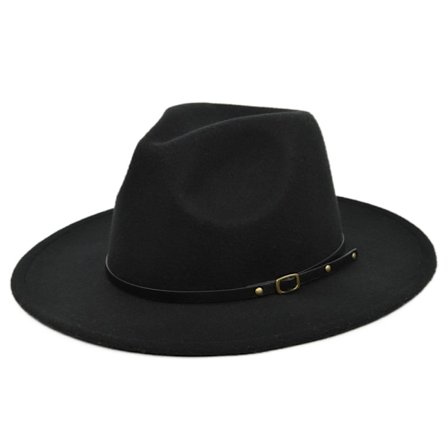 Uld tophat jazz hat retro sort uld jazz hat flad bri