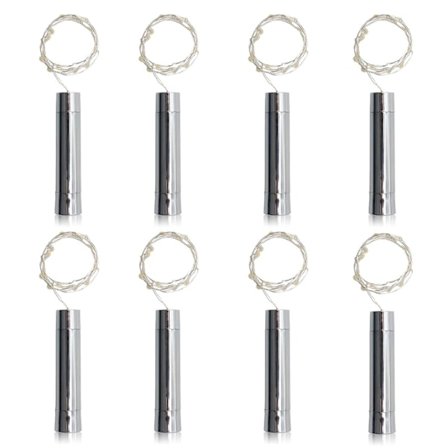 Pakke med 20 LED-vinflaske Korklys AA Batteridrevet, 1 meter Ren Hvid Min