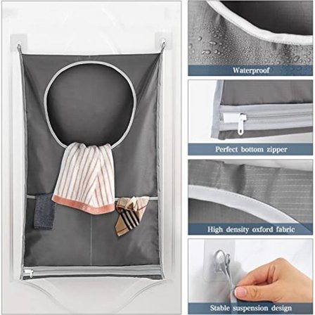 Grå hengende klesvask, hengende kleskurv oppbevaringspose for