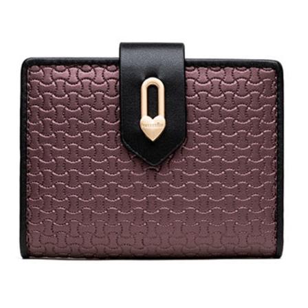 Dame lommebok Kort koreansk stil Pu myk overflate Enkel Fresh Spenne Folding Student Clutch Pearl wine red