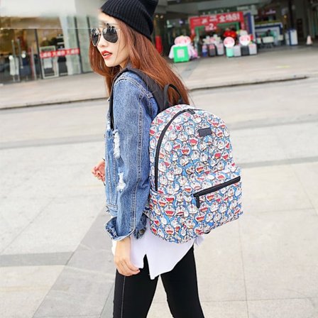 Doraemon ryggsekk, 28cm × 14cm × 36cm tegneserie studentveske fasjonabel